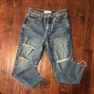 Topshop Women’s Distressed StraightBlue Jeans